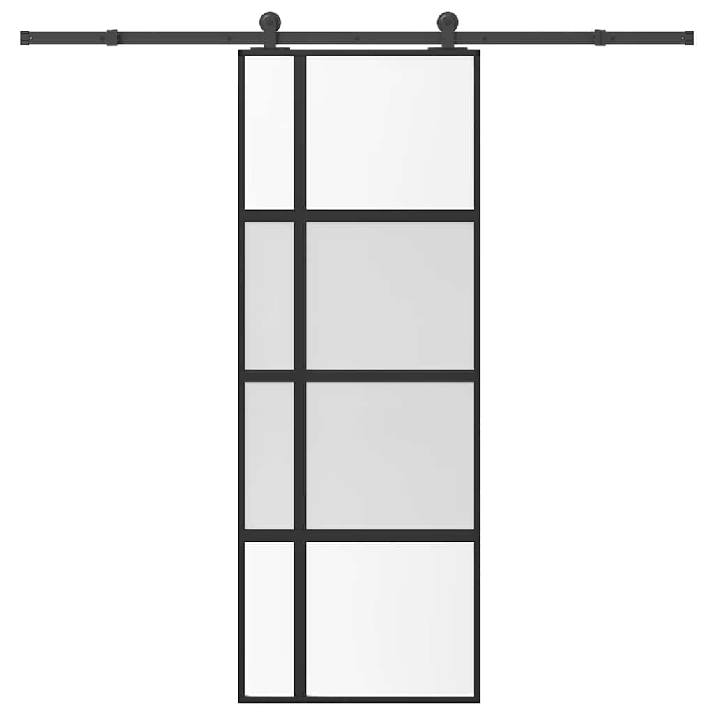 VidaXL-Schiebetür mit Beschlägen 76x205 cm aus gehärtetem Glas und Aluminium