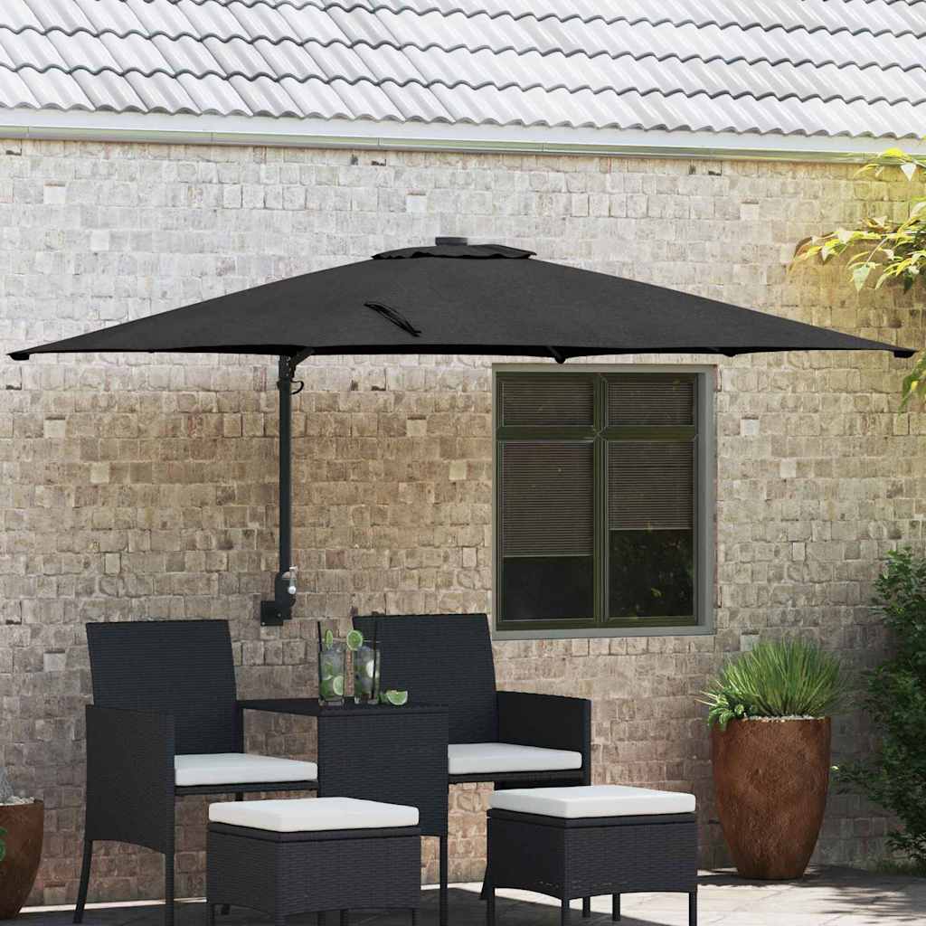 Vidaxxl Gartensonnenschirm schwarz 248,5 x 247,5 x 160 cm Polyester und Stahl