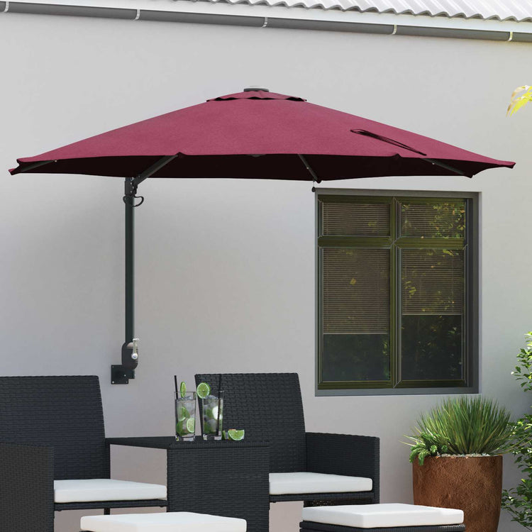 Vidaxxl Gartensonnenschirm Bordeauxrot 248 x 248 x 148 cm Polyester und Stahl