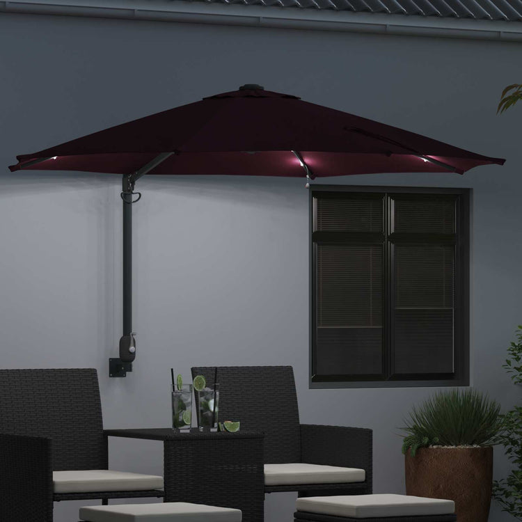 Vidaxxl Gartensonnenschirm Bordeauxrot 248 x 248 x 148 cm Polyester und Stahl