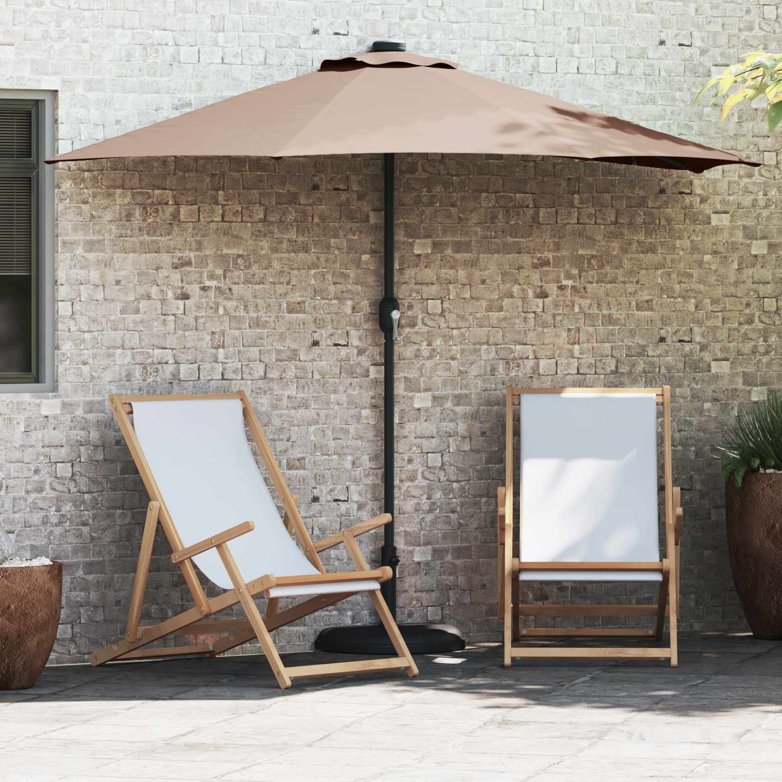 Vidaxx Gartensonnenschirm Taupe 294 x 150 x 224 cm Polyester und Stahl