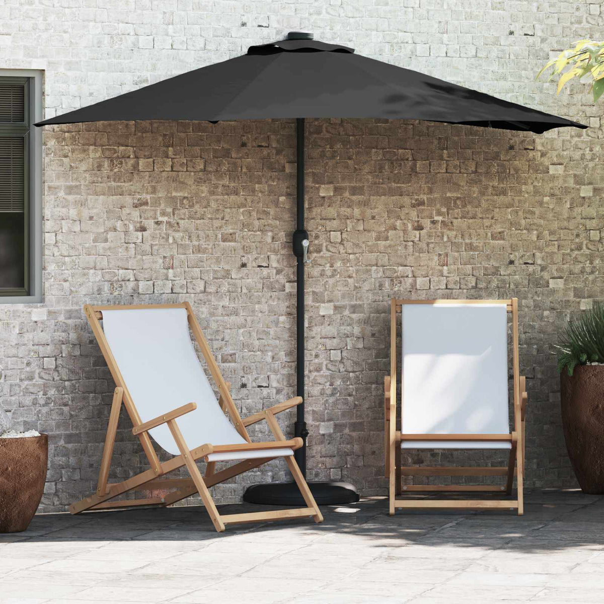 Vidaxx Gartensonnenschirm Schwarz 294 x 150 x 224 cm Polyester und Stahl