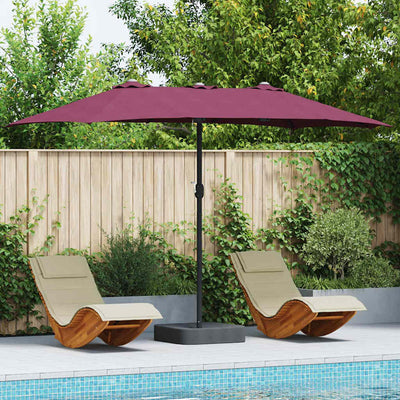 Vidaxxl Gartensonnenschirm Bordeauxrot 385 x 209 x 244 cm Polyester und Stahl