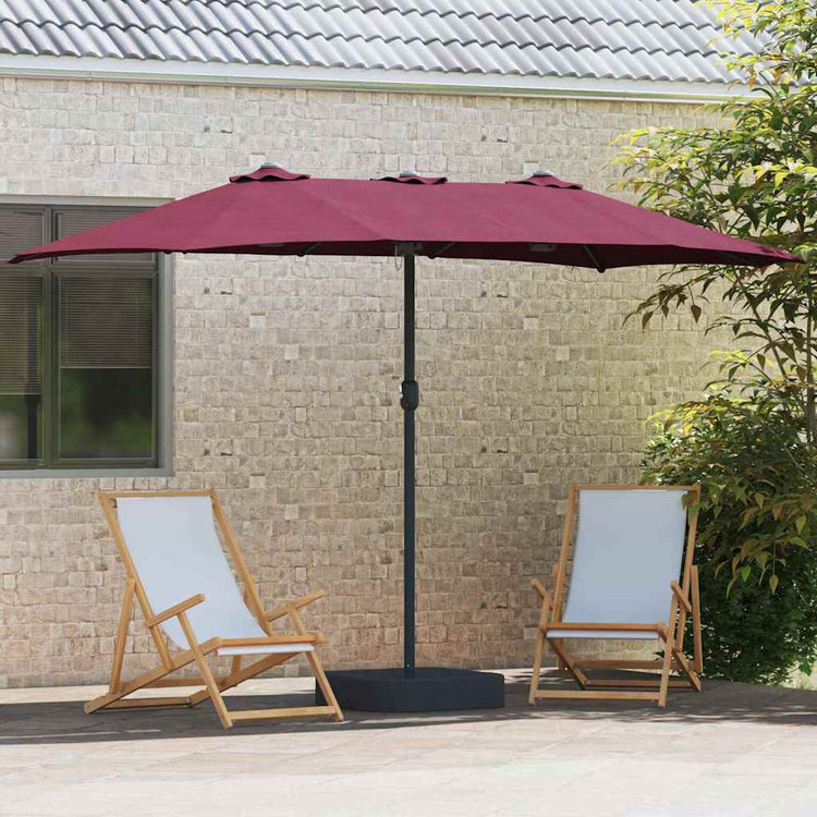 Vidaxxl Gartensonnenschirm Bordeauxrot 385 x 209 x 244 cm Polyester und Stahl