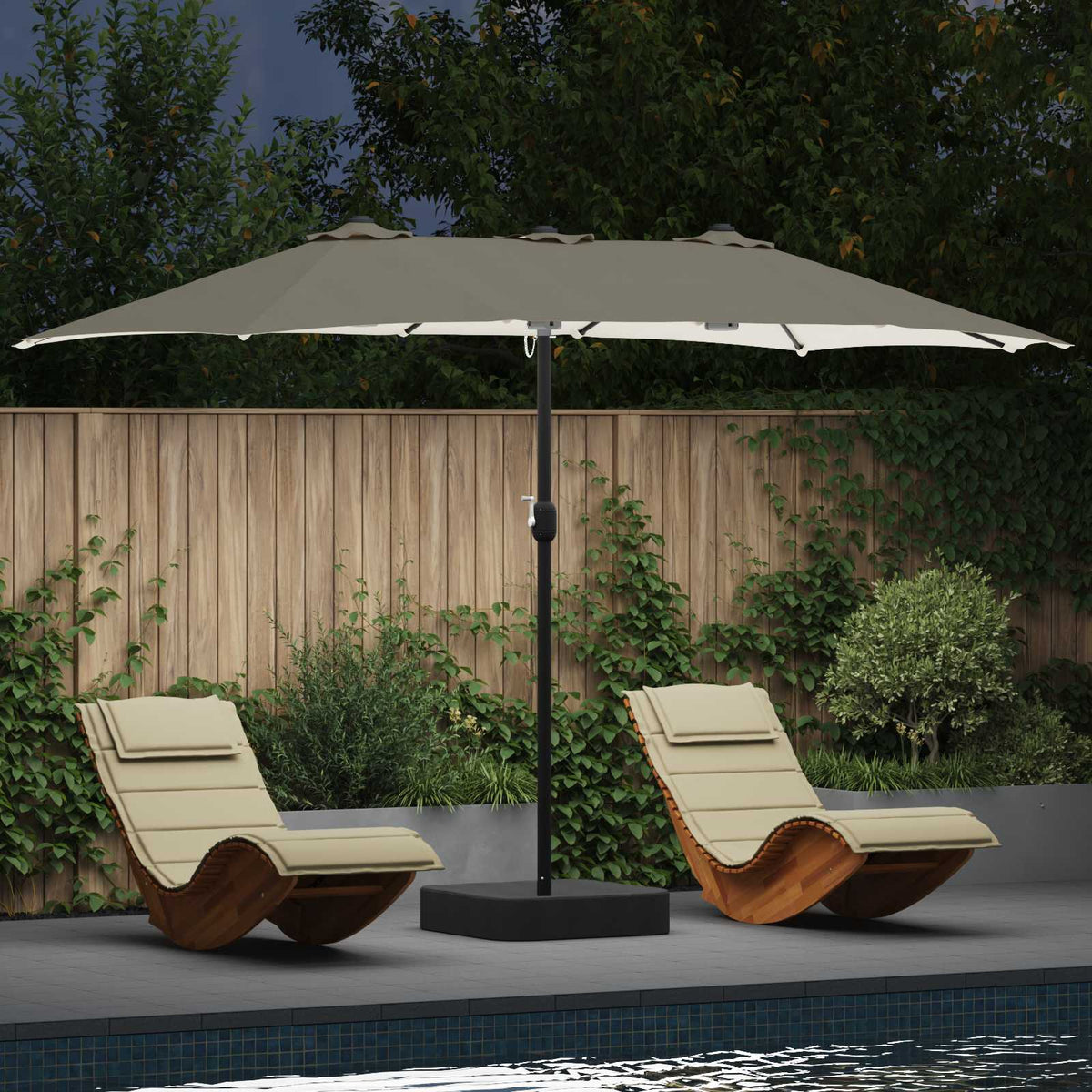 Vidaxxl Gartensonnenschirm Sand und Anthrazit 385 x 209 x 244 cm Polyester