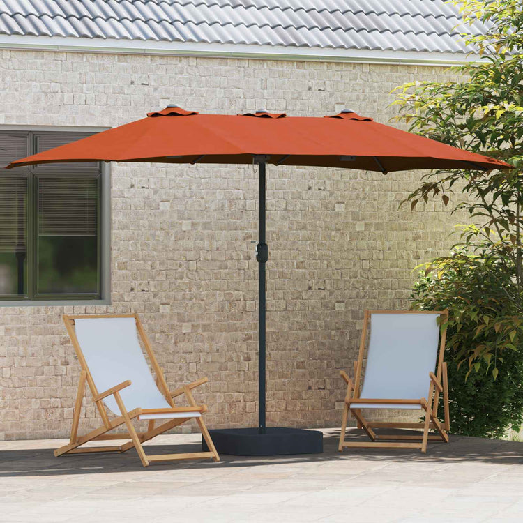 Vidaxxl Gartensonnenschirm Terrakotta 385 x 209 x 244 cm Polyester