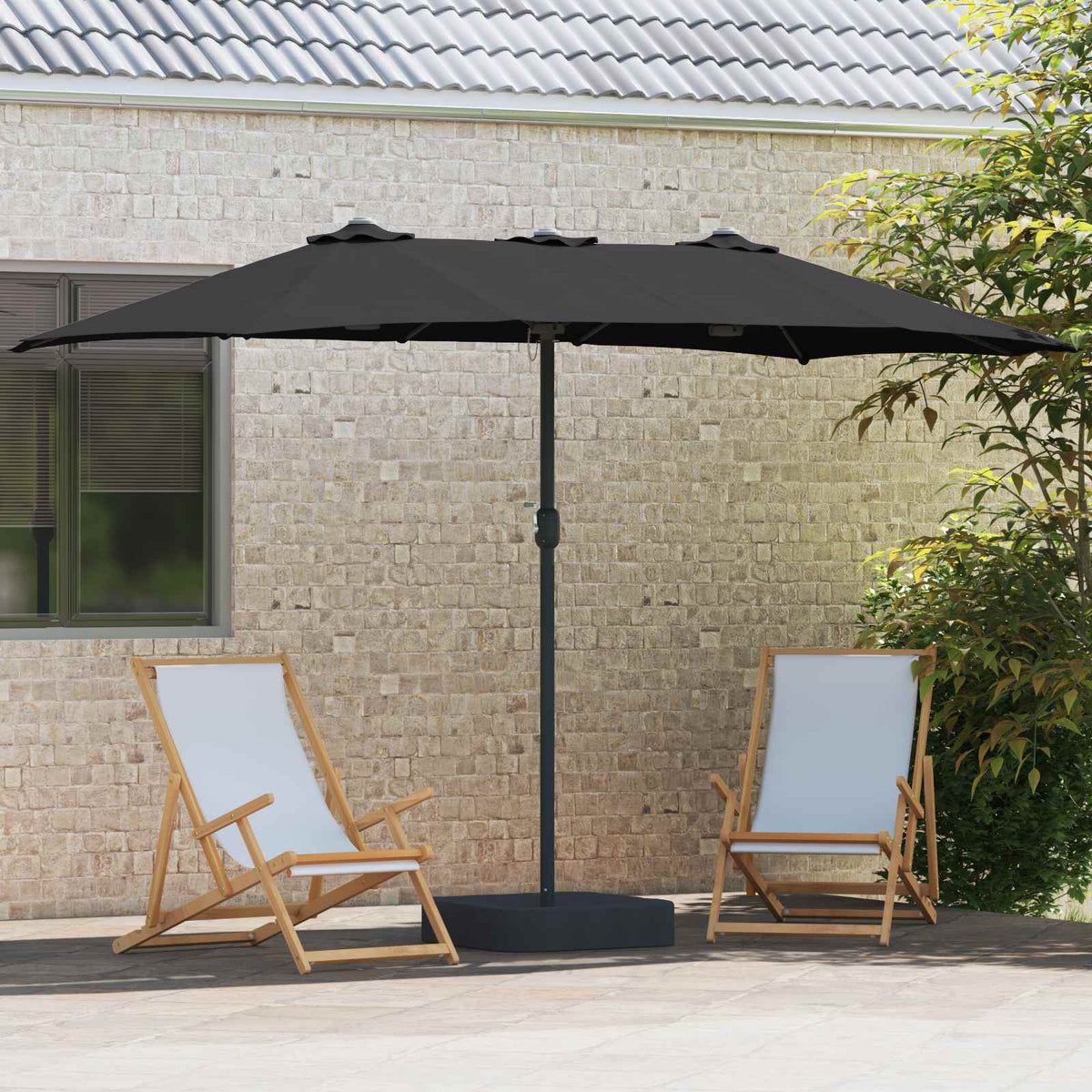 Vidaxx Gartensonnenschirm Schwarz 385 x 209 x 244 cm Polyester