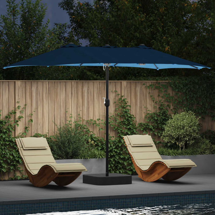 Vidaxxl Gartensonnenschirm Azurblau 385 x 209 x 244 cm Polyester