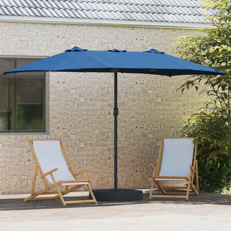 Vidaxxl Gartensonnenschirm Azurblau 385 x 209 x 244 cm Polyester