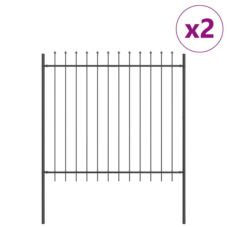 Vidaxl Gartenzaun 2 Stück grau 3,4 x 1,5 m pulverbeschichteter Stahl