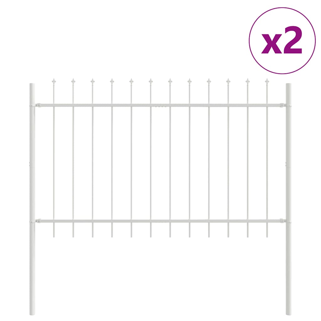 Vidaxl Gartenzaun 2 Stück weiß 3,4 x 1 m pulverbeschichteter Stahl