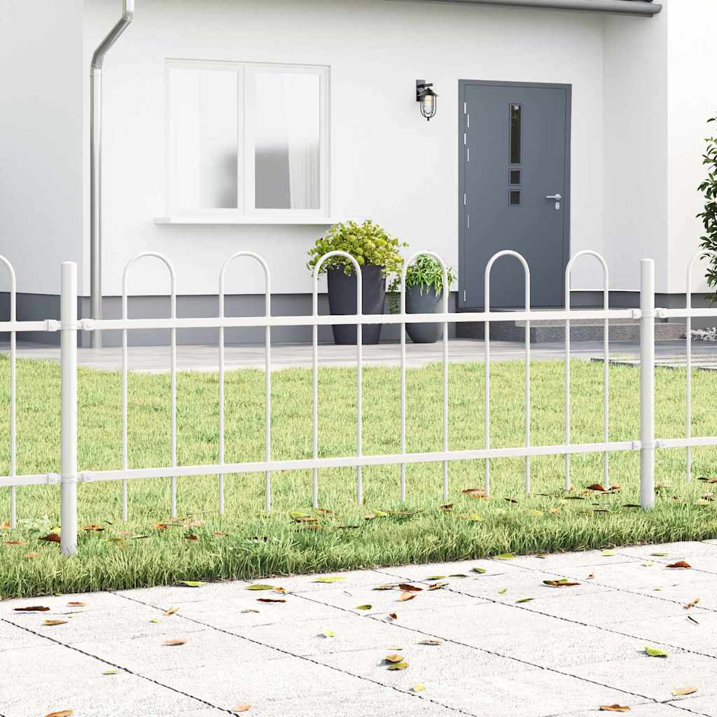 Vidaxl Gartenzaun 2 Stück weiß 3,4 x 0,6 m pulverbeschichteter Stahl