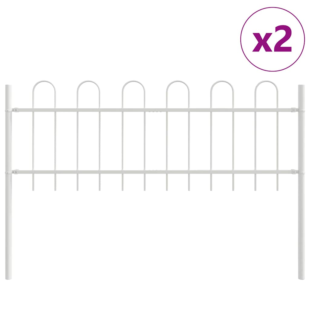 Vidaxl Gartenzaun 2 Stück weiß 3,4 x 0,6 m pulverbeschichteter Stahl