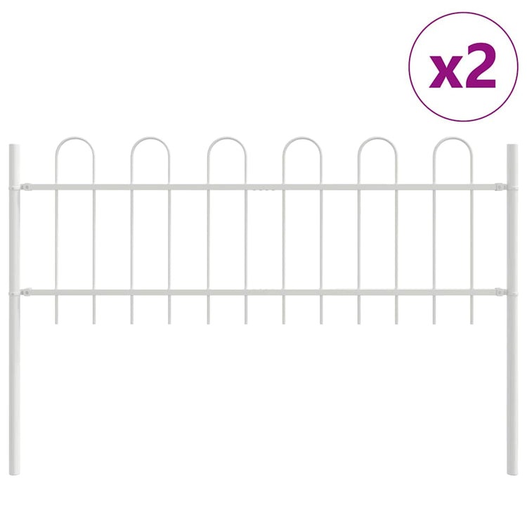 Vidaxl Gartenzaun 2 Stück weiß 3,4 x 0,6 m pulverbeschichteter Stahl