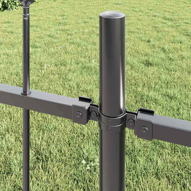 Vidaxl Gartenzaun 3 Stück grau 5,1 x 1 m pulverbeschichteter Stahl