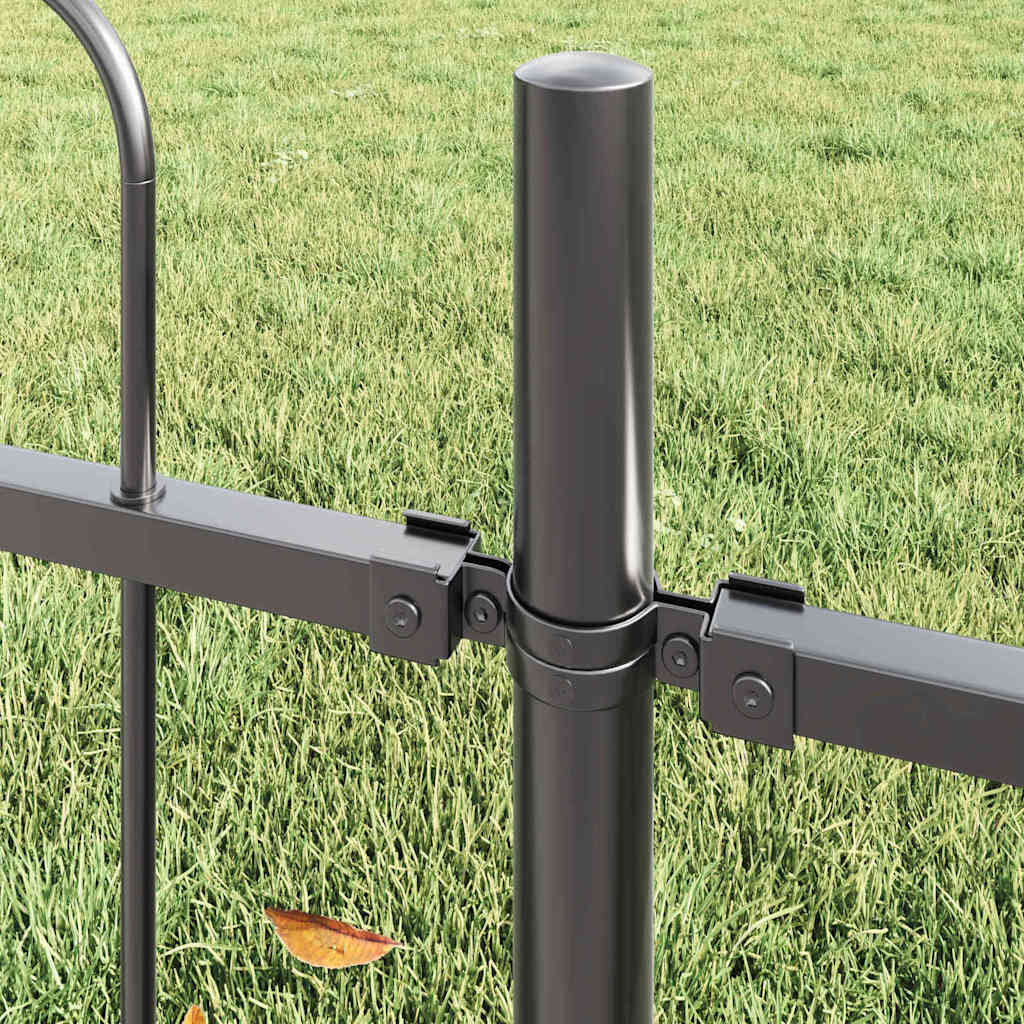 Vidaxl Gartenzaun 3 Stück grau 5,1 x 1,2 m pulverbeschichteter Stahl