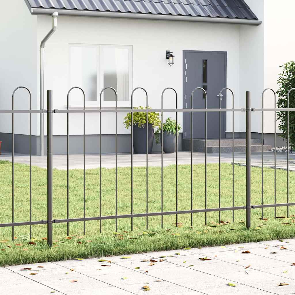 Vidaxl Gartenzaun 3 Stück grau 5,1 x 1,2 m pulverbeschichteter Stahl