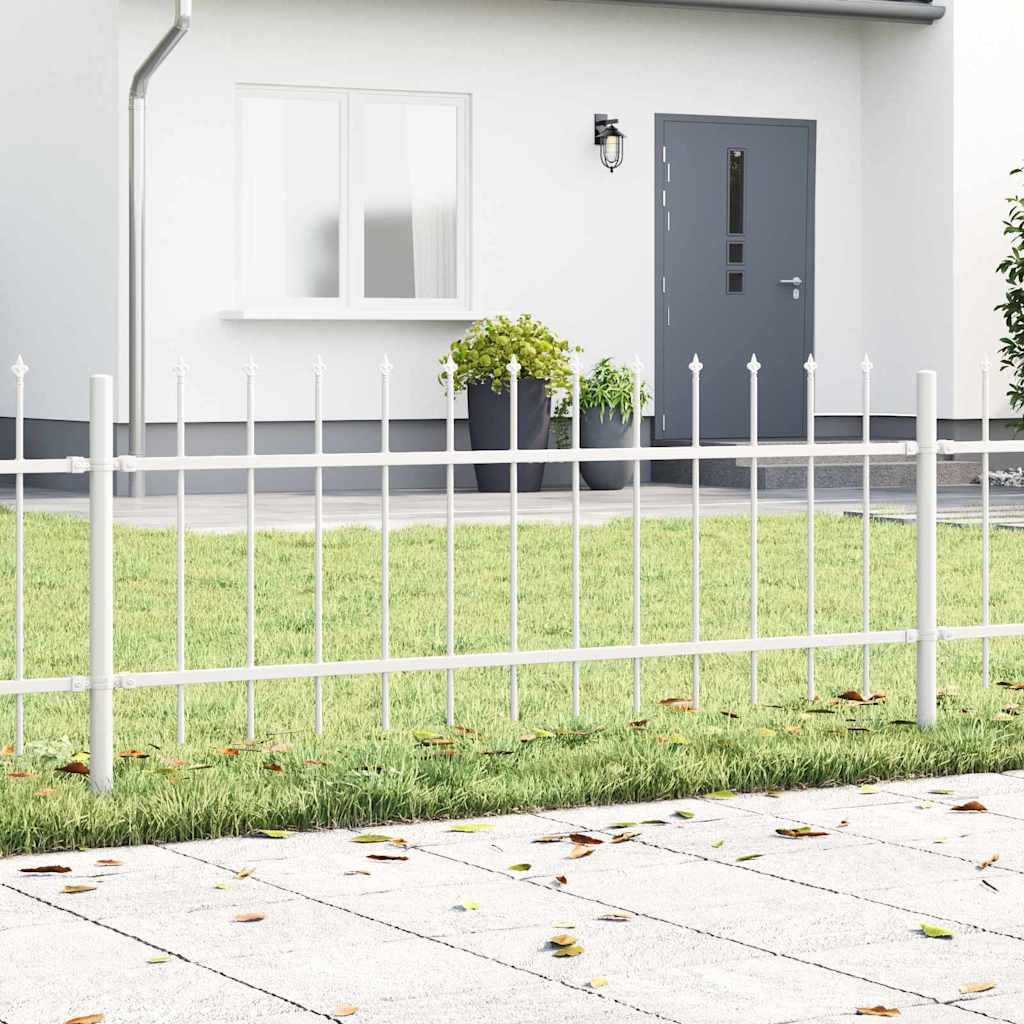 Vidaxl Gartenzaun 3 Stück weiß 5,1 x 0,6 m pulverbeschichteter Stahl