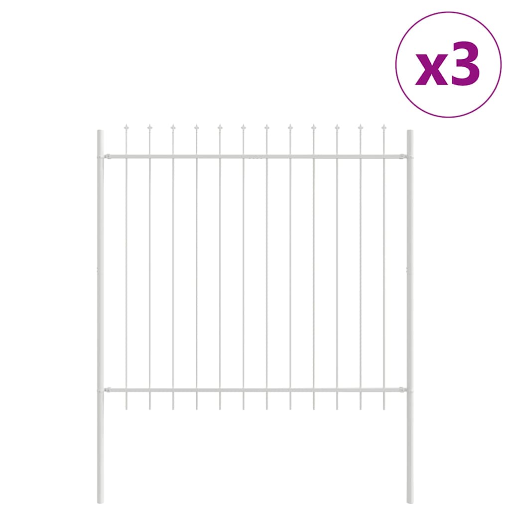 Vidaxl Gartenzaun 3 Stück weiß 5,1 x 1,5 m pulverbeschichteter Stahl