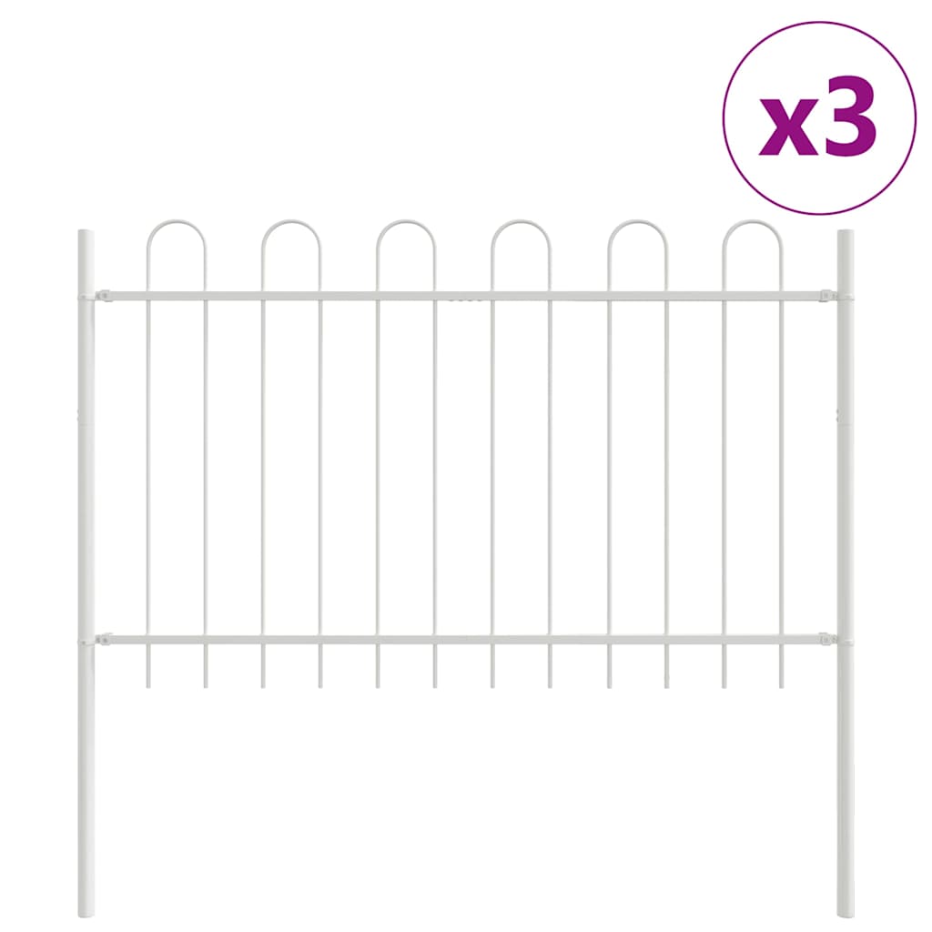 Vidaxl Gartenzaun 3 Stück weiß 5,1 x 1 m pulverbeschichteter Stahl