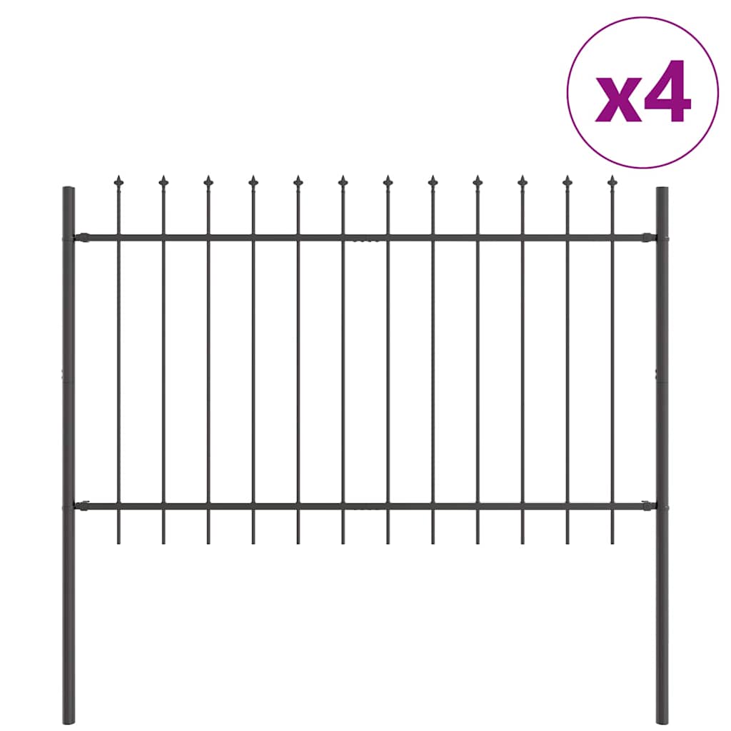 Vidaxl Gartenzaun 4 Stück grau 6,8 x 1 m pulverbeschichteter Stahl