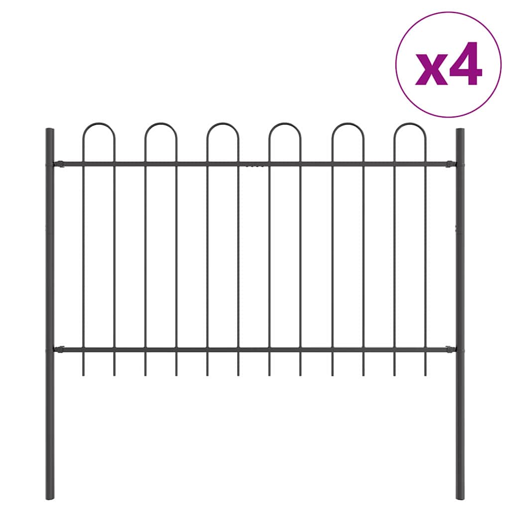 Vidaxl Gartenzaun 4 Stück grau 6,8 x 0,8 m pulverbeschichteter Stahl