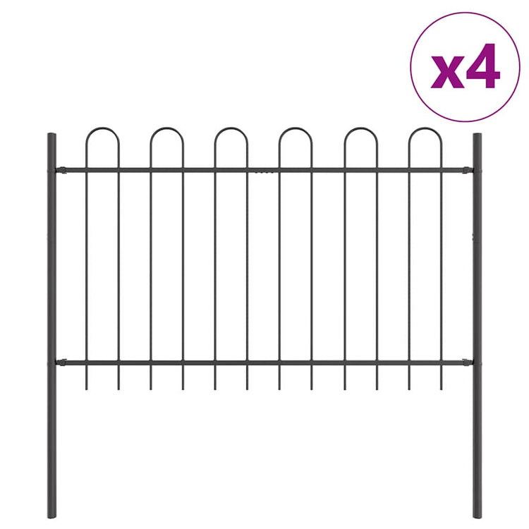 Vidaxl Gartenzaun 4 Stück grau 6,8 x 1 m pulverbeschichteter Stahl