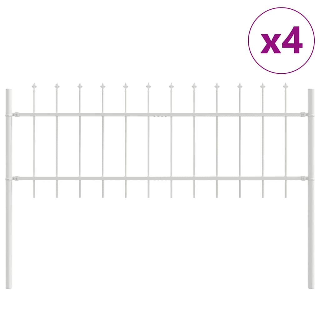 Vidaxl Gartenzaun 4 Stück weiß 6,8 x 0,6 m pulverbeschichteter Stahl