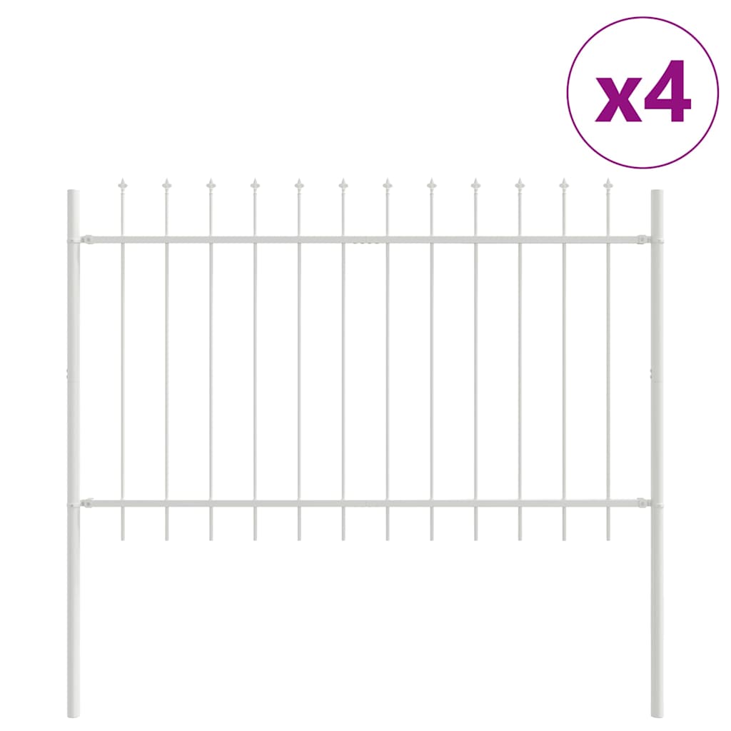 Vidaxl Gartenzaun 4 Stück weiß 6,8 x 1 m pulverbeschichteter Stahl