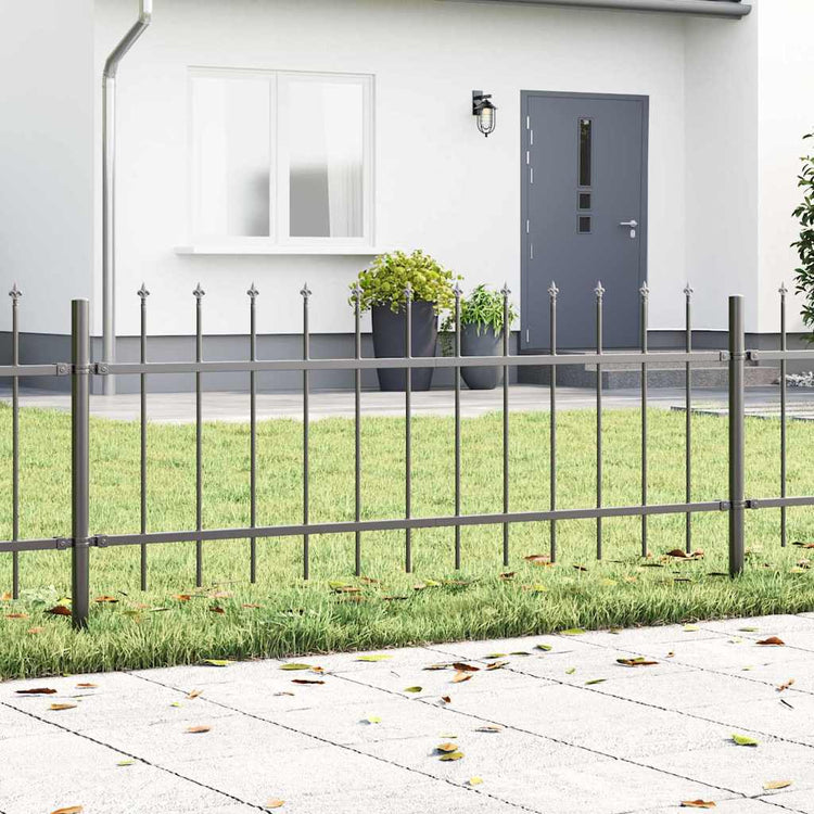 Vidaxl Gartenzaun 5 Stück grau 8,5 x 0,6 m pulverbeschichteter Stahl