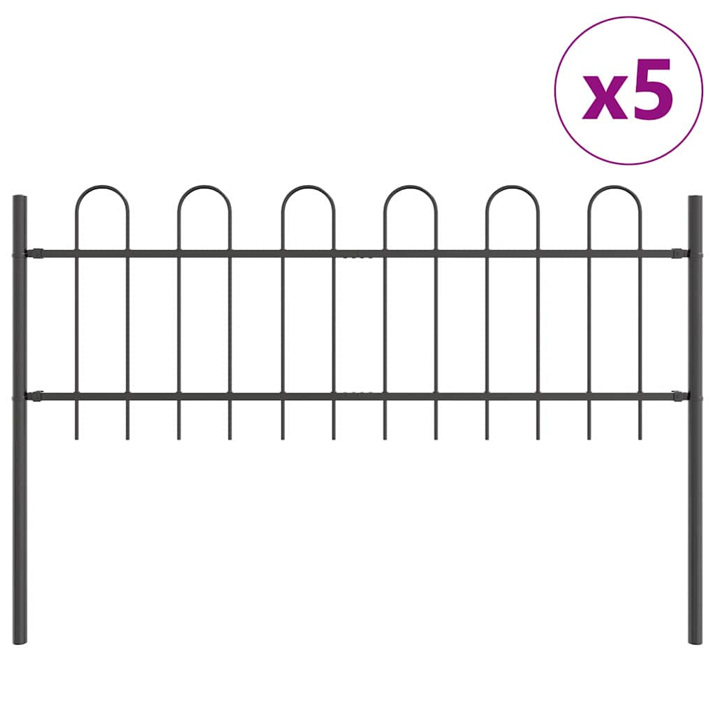 Vidaxl Gartenzaun 5 Stück grau 8,5 x 0,6 m pulverbeschichteter Stahl