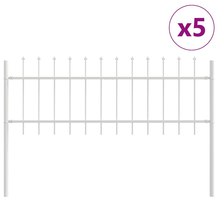Vidaxl Gartenzaun 5 Stück weiß 8,5 x 0,6 m pulverbeschichteter Stahl