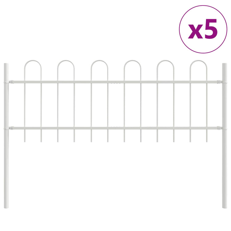 Vidaxl Gartenzaun 5 Stück weiß 8,5 x 0,6 m pulverbeschichteter Stahl