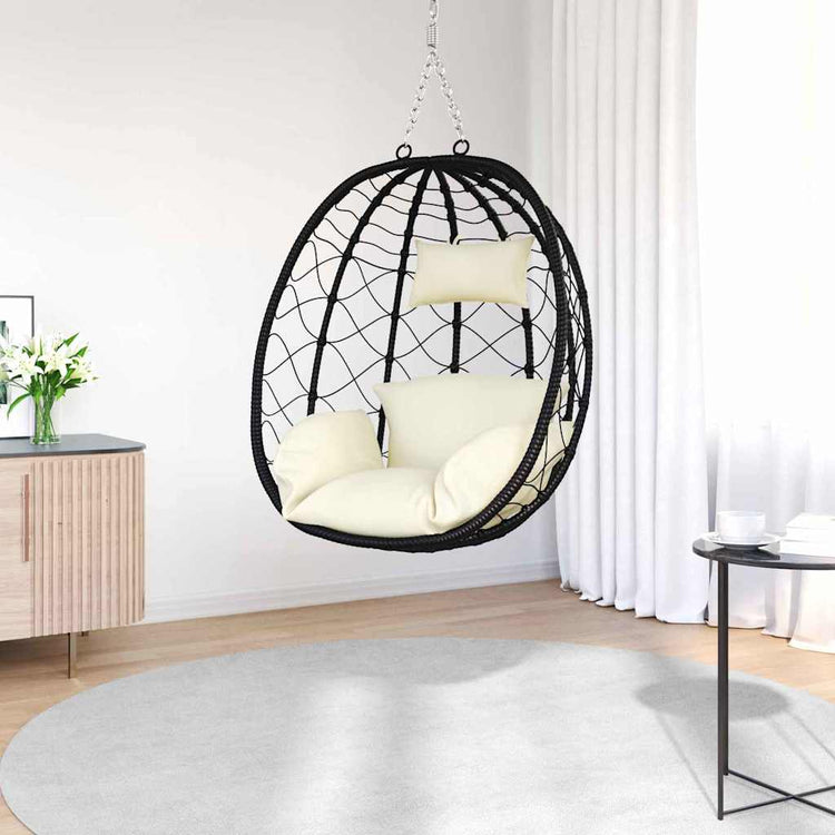 Vidaxx Eier-Hängesessel cremeweiß 91,5 x 60 x 110 cm Polyrattan