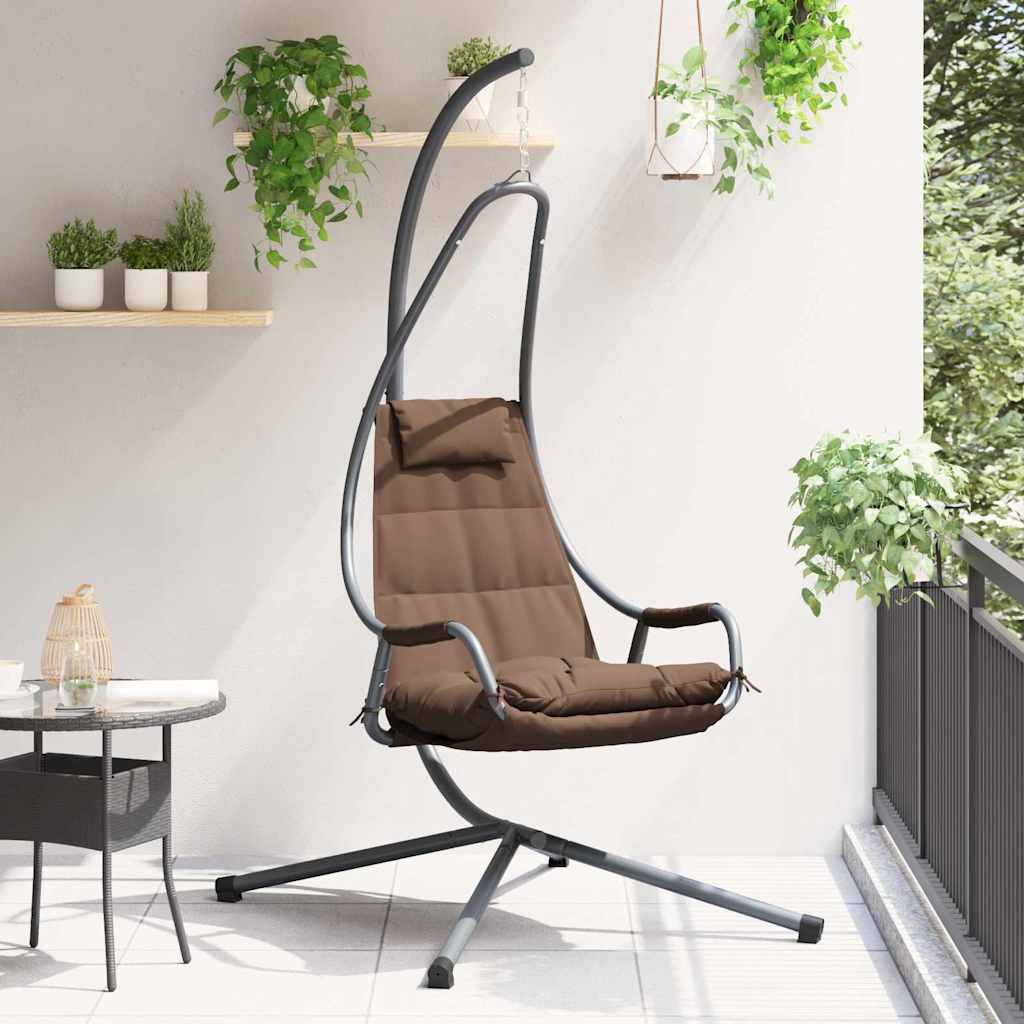 Vidaxx Eier-Hängesessel Kaffeebraun 94 x 107 x 196,5 cm Stahl