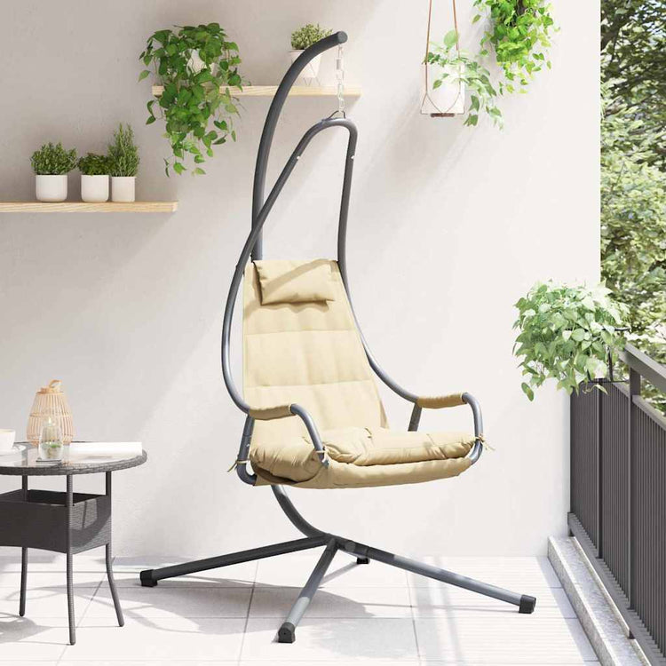 Vidaxx Eier-Hängesessel Beige 94 x 107 x 196,5 cm Stahl