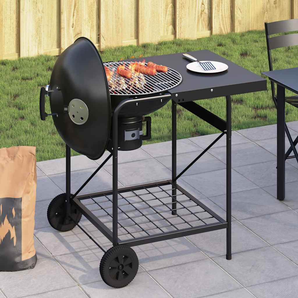 Vidaxx Außengrill mit Rad Schwarz 91 x 71 x 107 cm Metall