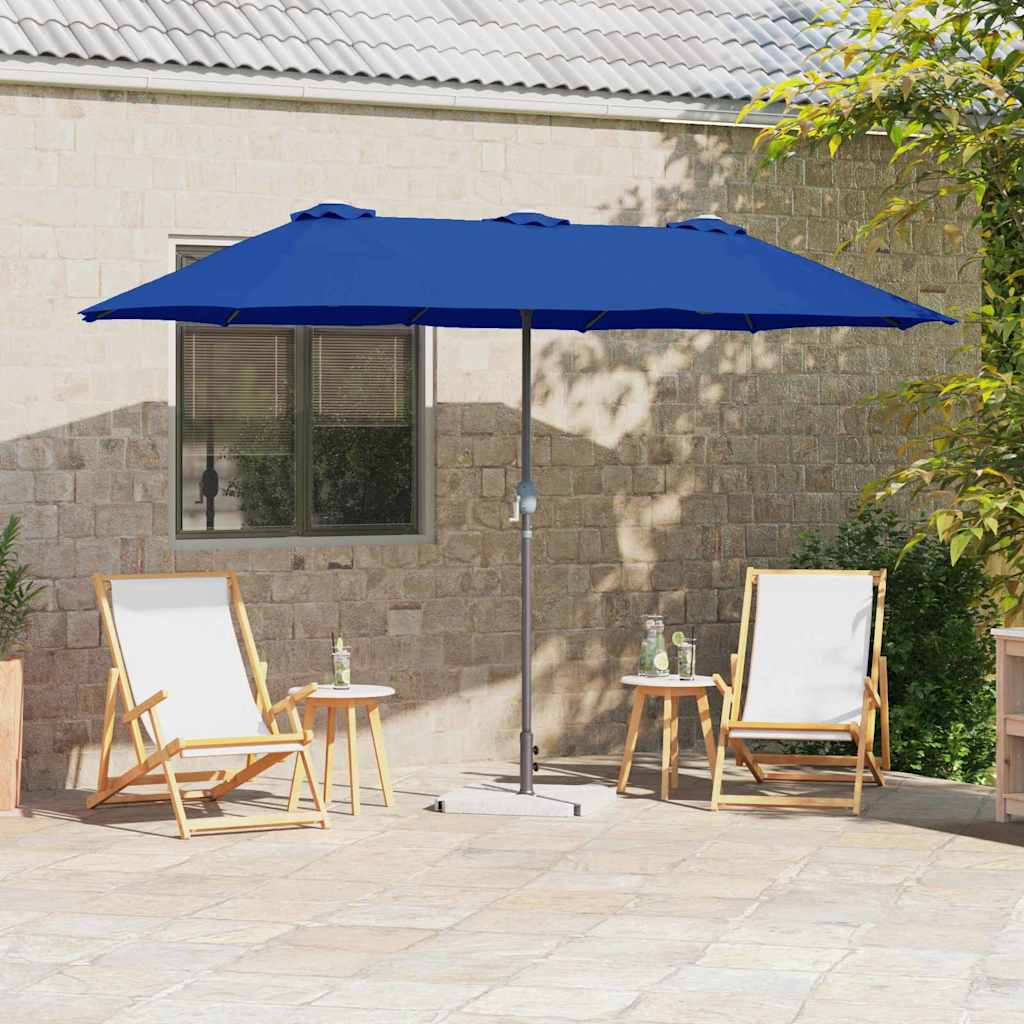 Vidaxxl Gartensonnenschirm Azurblau 370 x 197 x 239 cm Polyester und Aluminium
