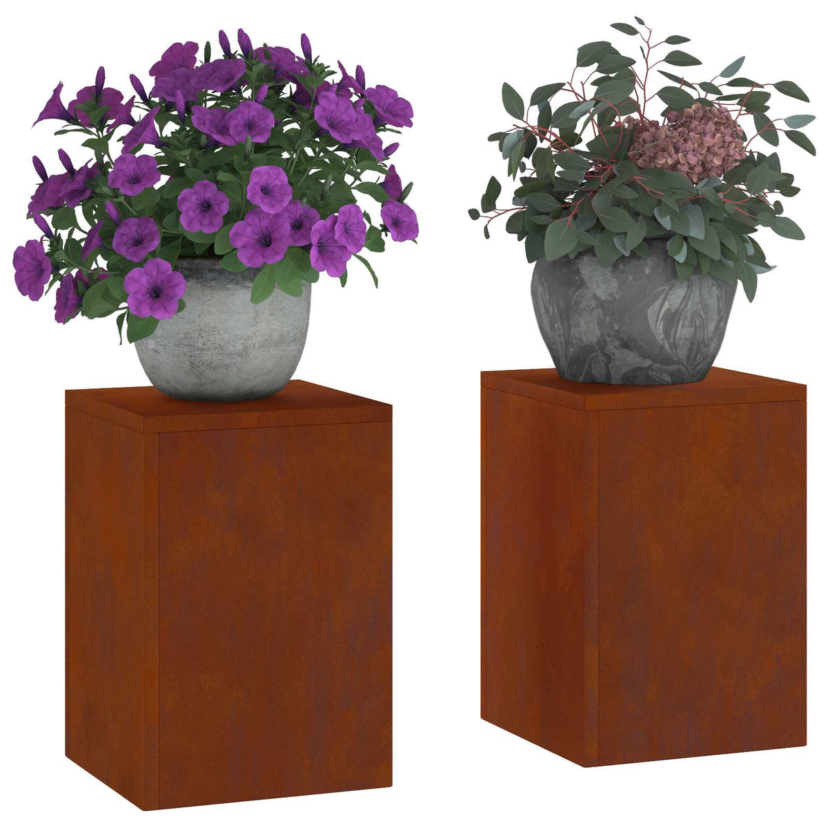 VidaXL Pflanzenständer 2 Stück rostig 24 x 24 x 35 cm Cortenstahl