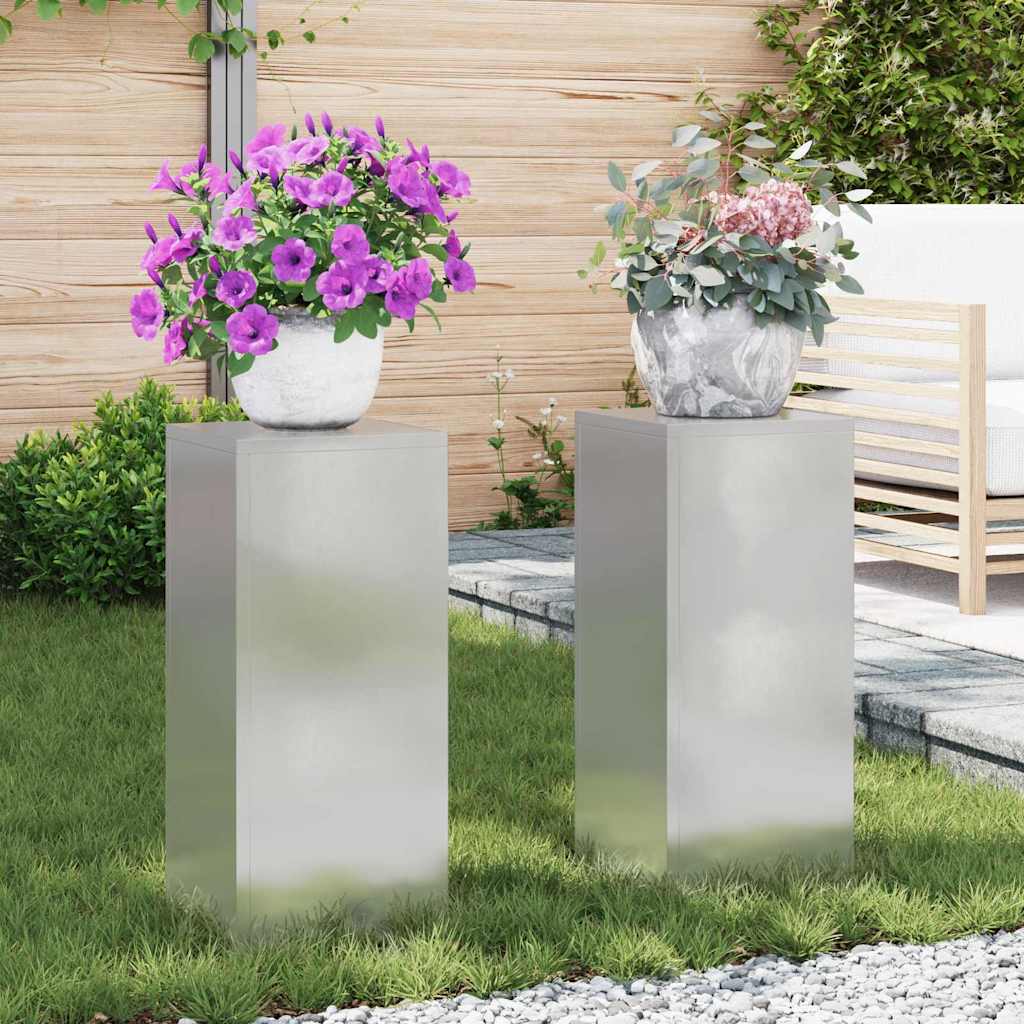 VidaXL Pflanzenständer 2 Stk. Silber 24 x 24 x 55 cm Edelstahl