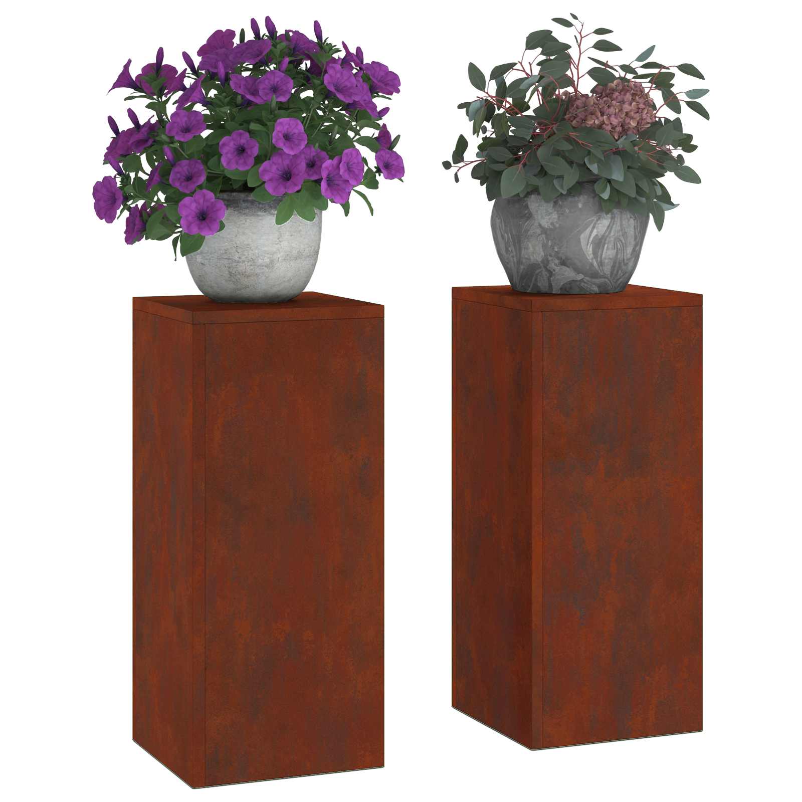 Vidaxxl Pflanzenständer 2 Stück rostig 24 x 24 x 55 cm Cortenstahl