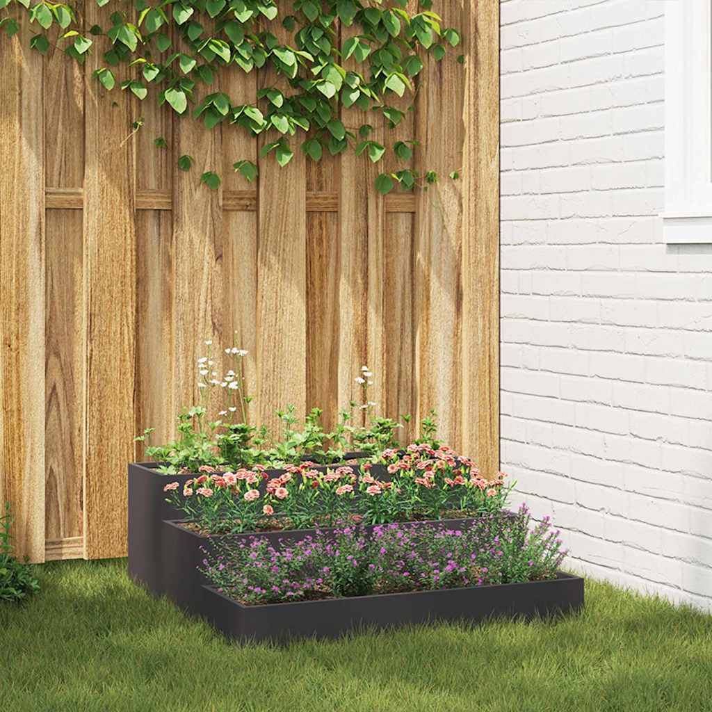 Vidaxl Gartenblumentopf schwarz 90 x 90 x 35 cm kaltgewalzter Stahl