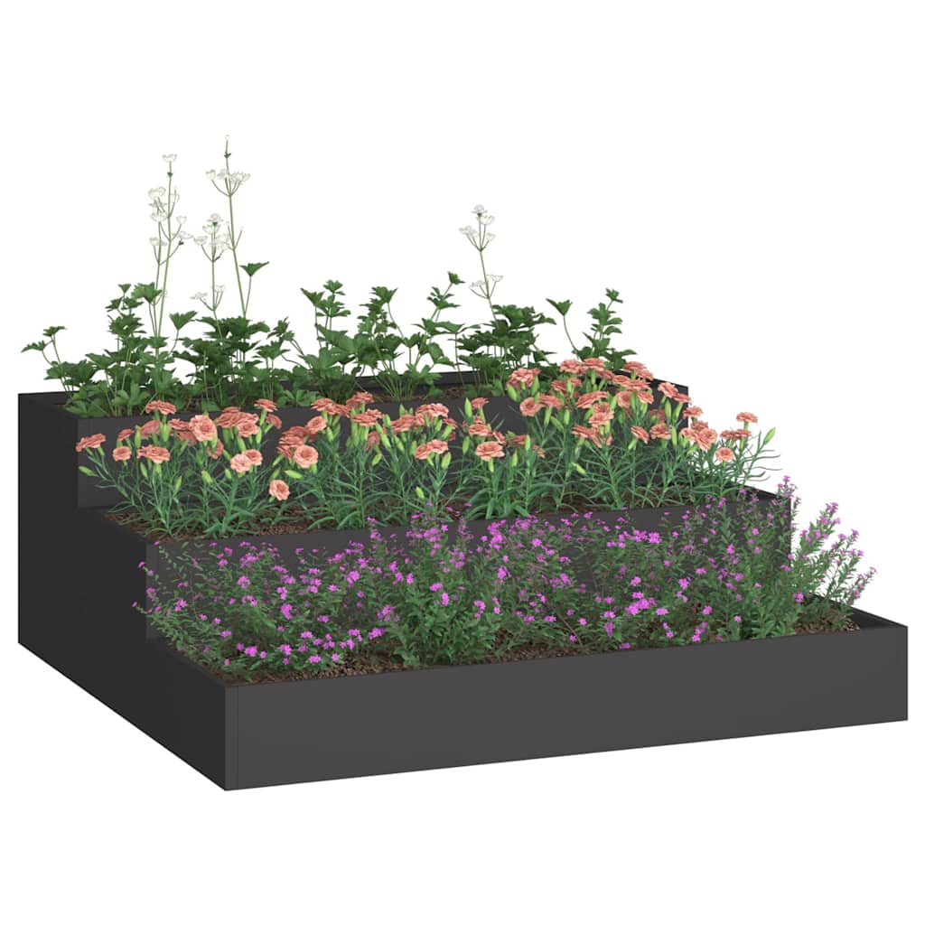 Vidaxl Gartenblumentopf schwarz 90 x 90 x 35 cm kaltgewalzter Stahl
