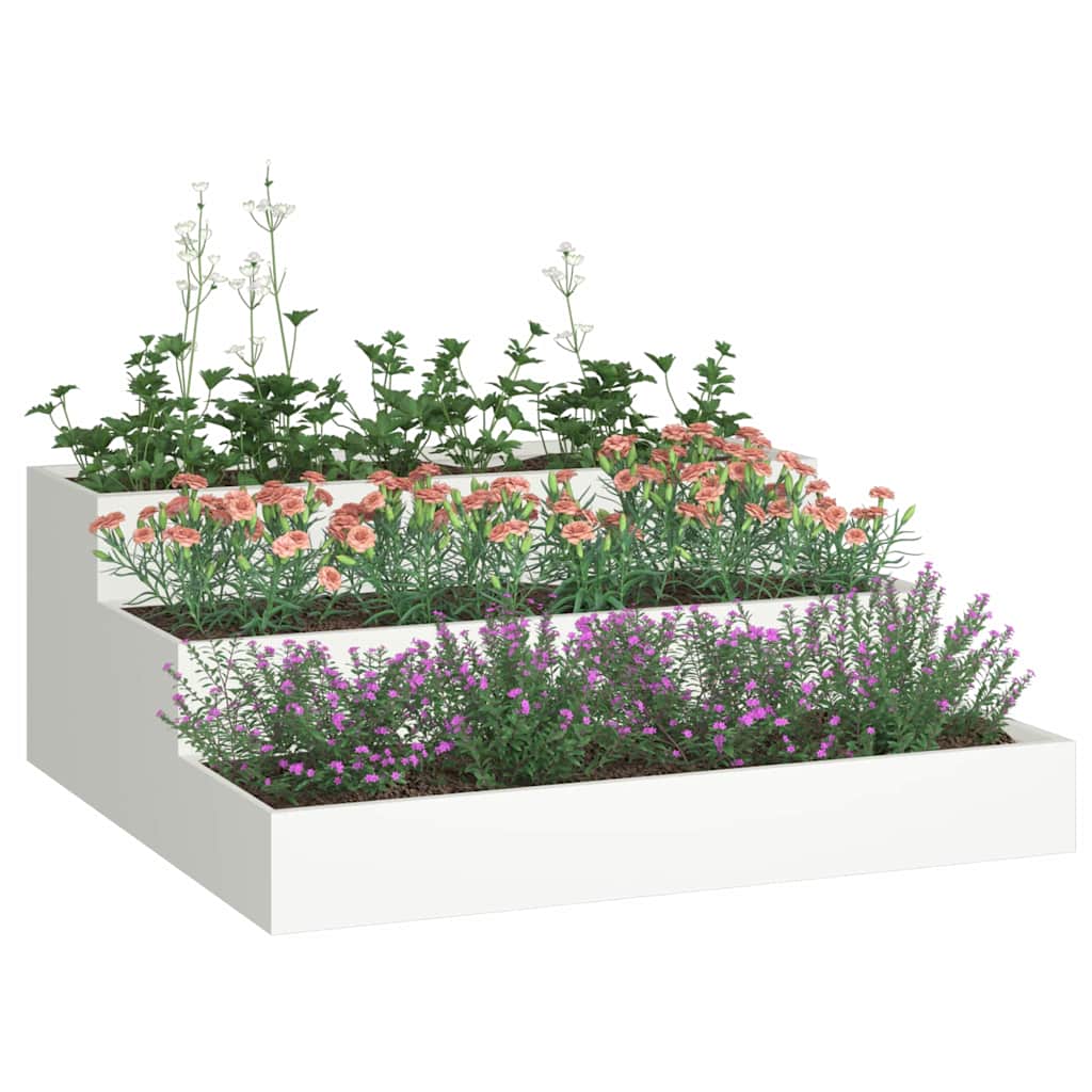Vidaxl garden flower pot white 90 x 90 x 35 cm cold-rolled steel