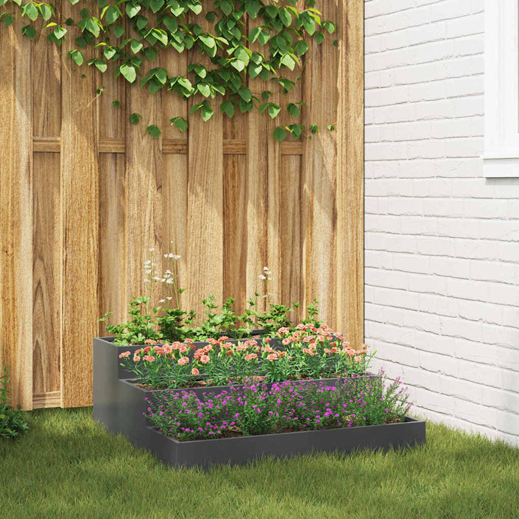 Vidaxl Gartenblumentopf Anthrazit 90 x 90 x 35 cm kaltgewalzter Stahl