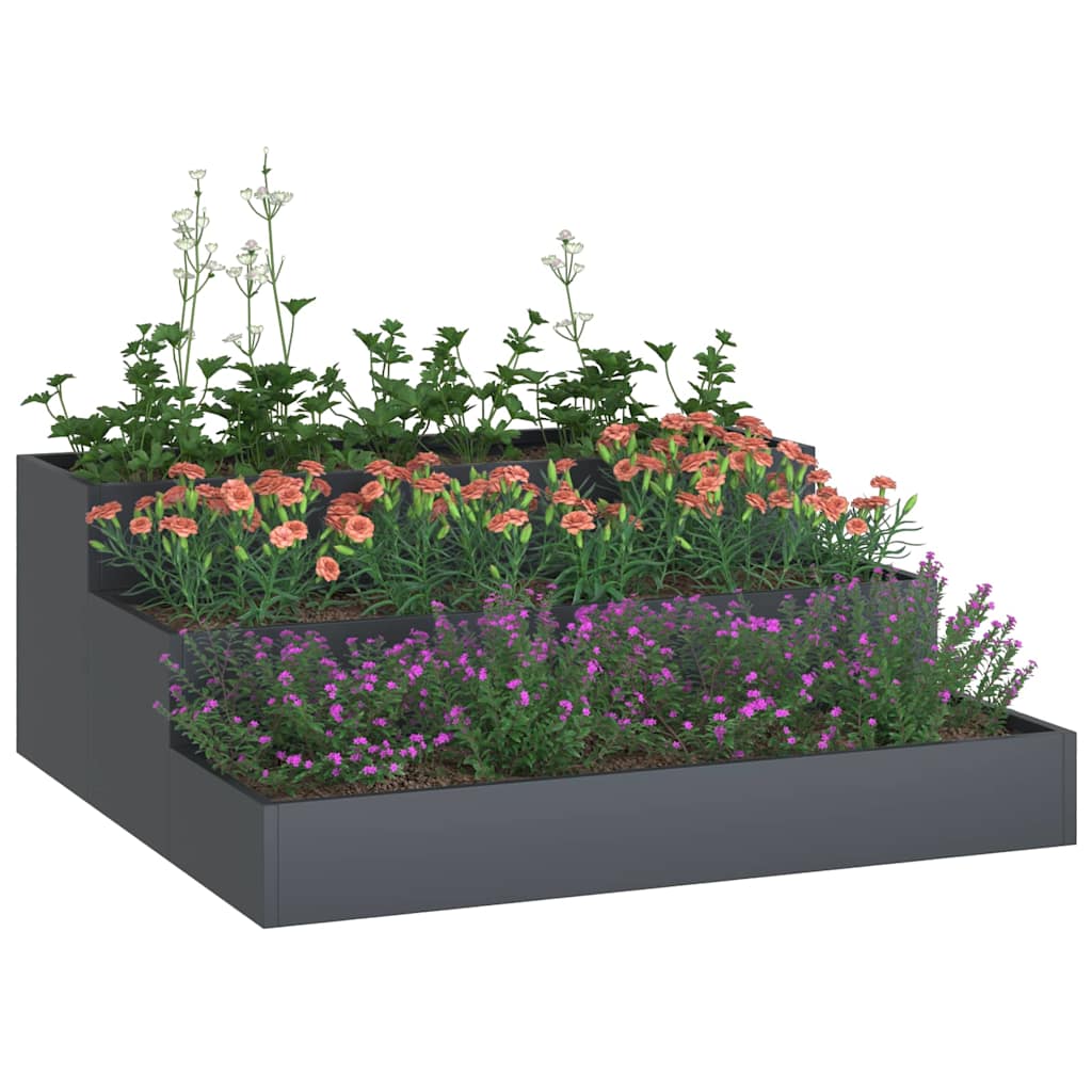 Vidaxl Gartenblumentopf Anthrazit 90 x 90 x 35 cm kaltgewalzter Stahl