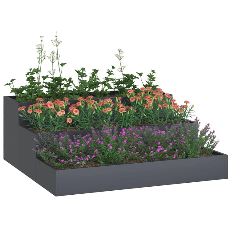 Vidaxl Gartenblumentopf Anthrazit 90 x 90 x 35 cm kaltgewalzter Stahl