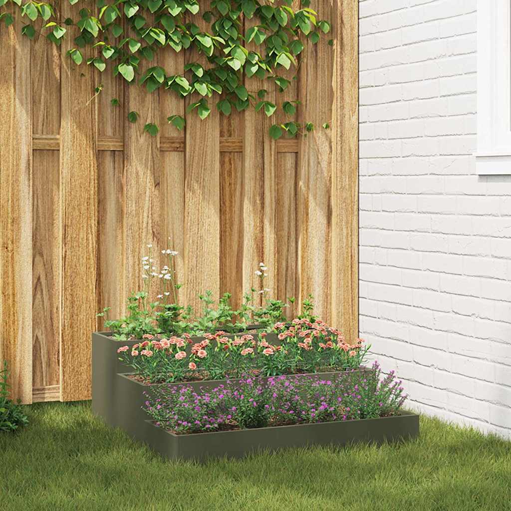 Vidaxl Gartenblumentopf olivgrün 90 x 90 x 35 cm kaltgewalzter Stahl