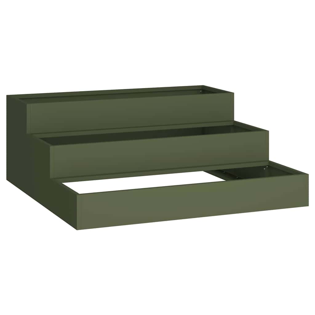 Vidaxl Gartenblumentopf olivgrün 90 x 90 x 35 cm kaltgewalzter Stahl