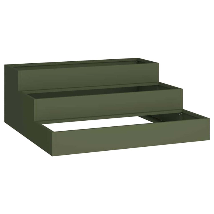 Vidaxl Gartenblumentopf olivgrün 90 x 90 x 35 cm kaltgewalzter Stahl